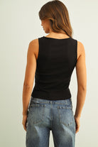 Ribbed Button Detailing Tank