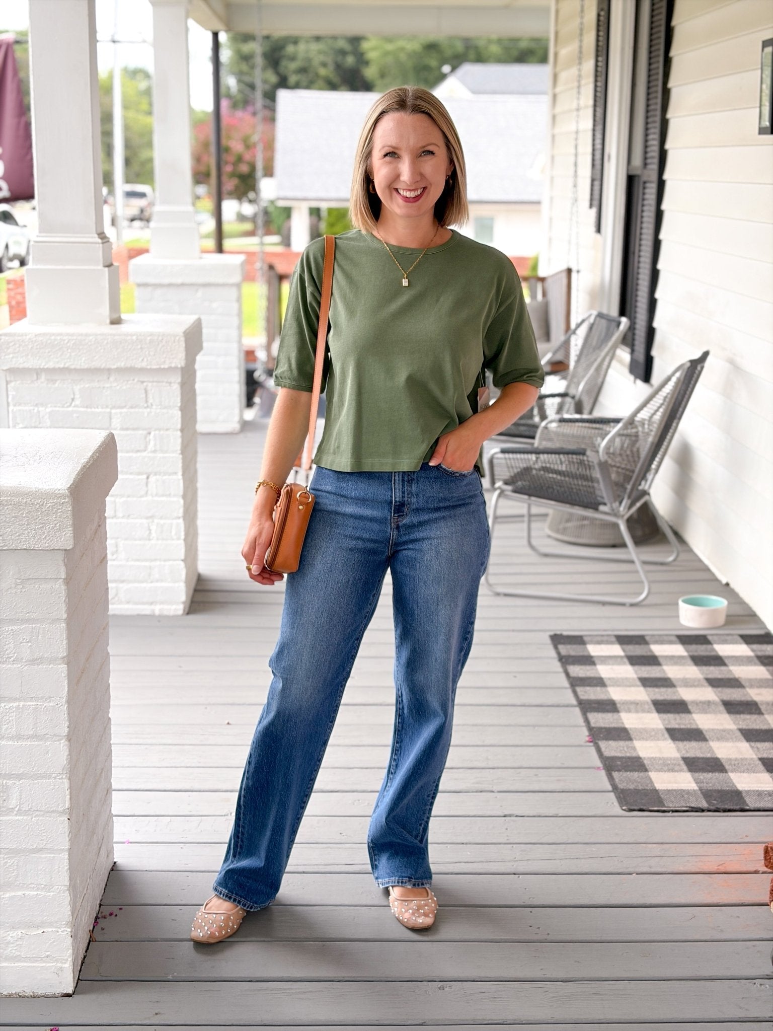 Rose & Lee Co Elias Top, Wheat Grass short sleeve