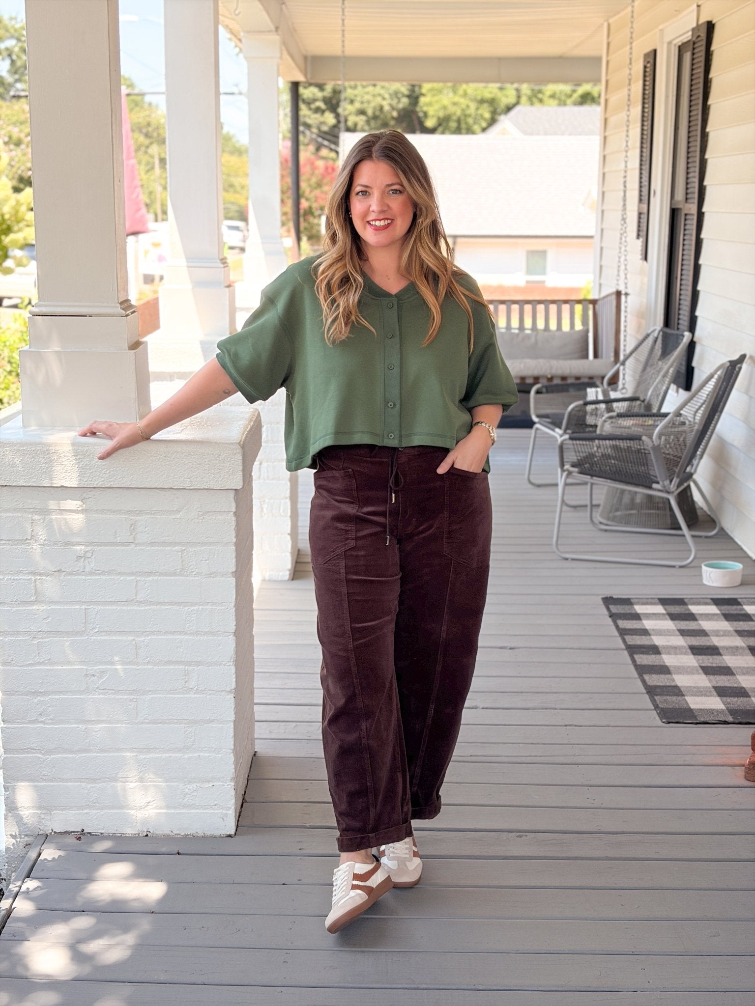 Rose & Lee Co Rayna Top, Sage Dust short sleeve