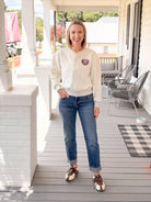 Rose & Lee Co The Brushed Fleece Henley, Oatmeal by Good American Sweatshirt & Hoodies