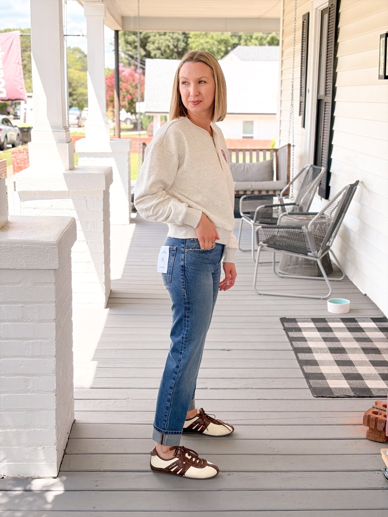 Rose & Lee Co The Brushed Fleece Henley, Oatmeal by Good American Sweatshirt & Hoodies