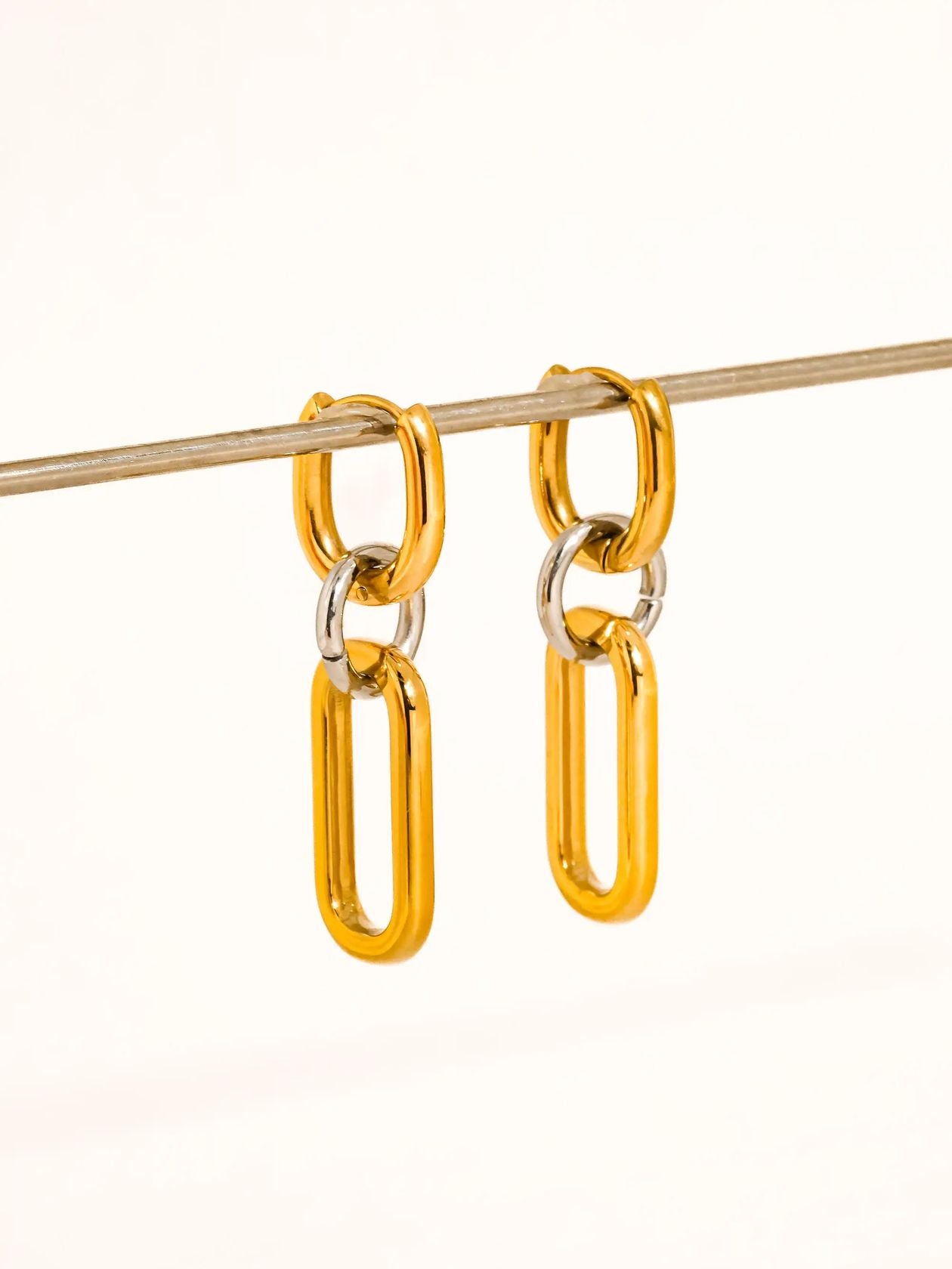 Rose & Lee Co Viori Two Tone Link Earrings, 18k Gold Earrings