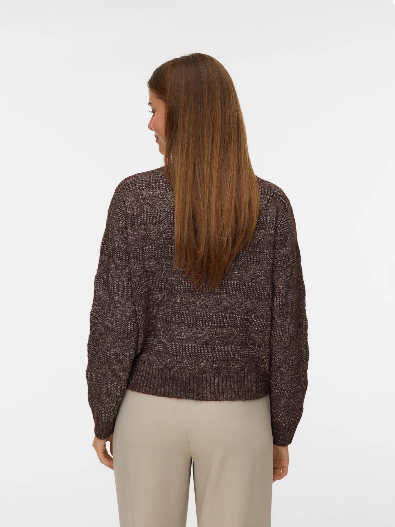 Brown Knitted Long Sleeve Sweater