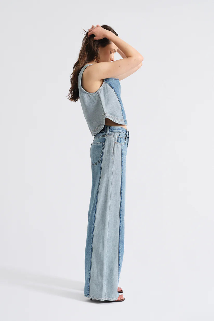 Two Tone Mid Rise Jeans