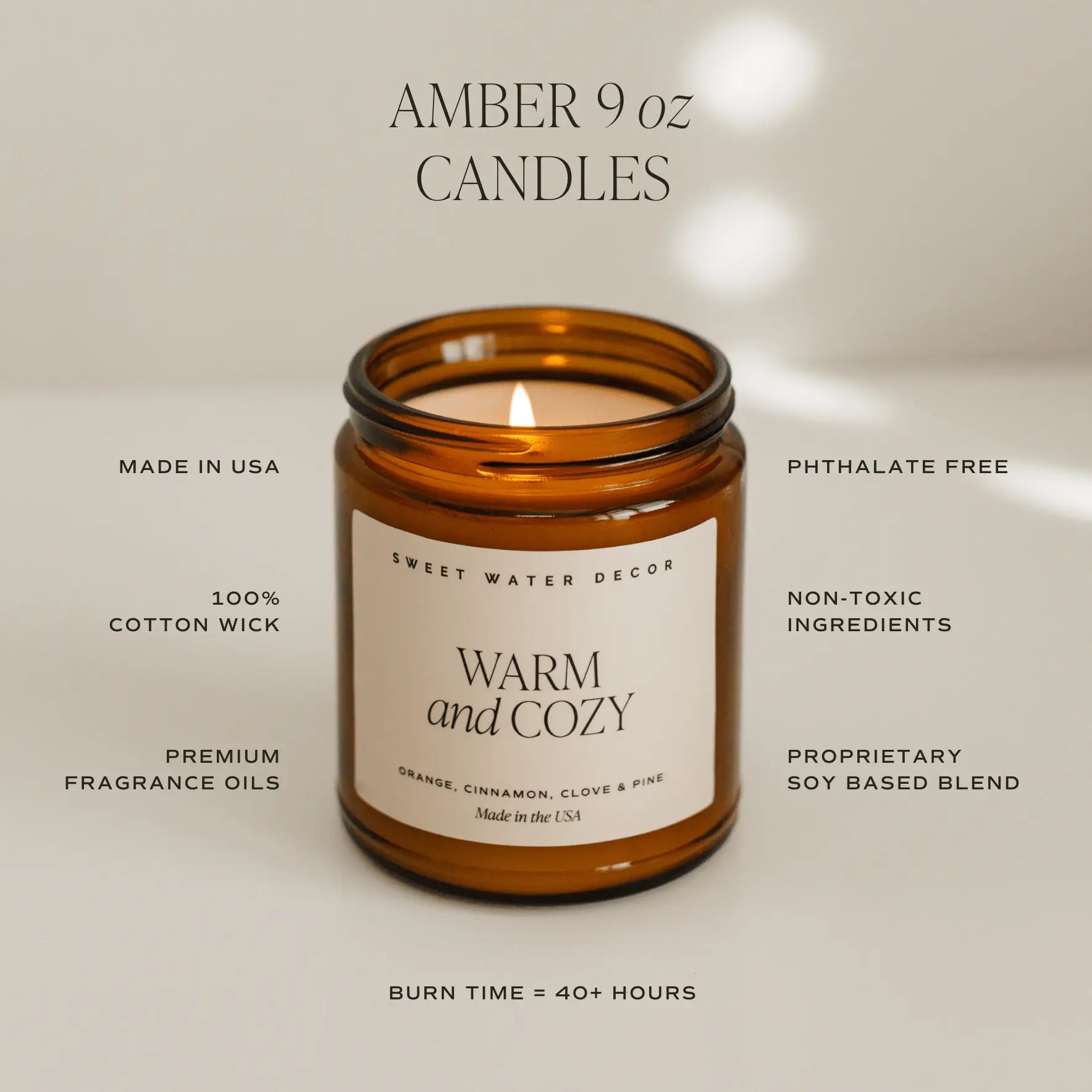 Rose & Lee Co Warm and Cozy Soy Candle, 9 oz Candles