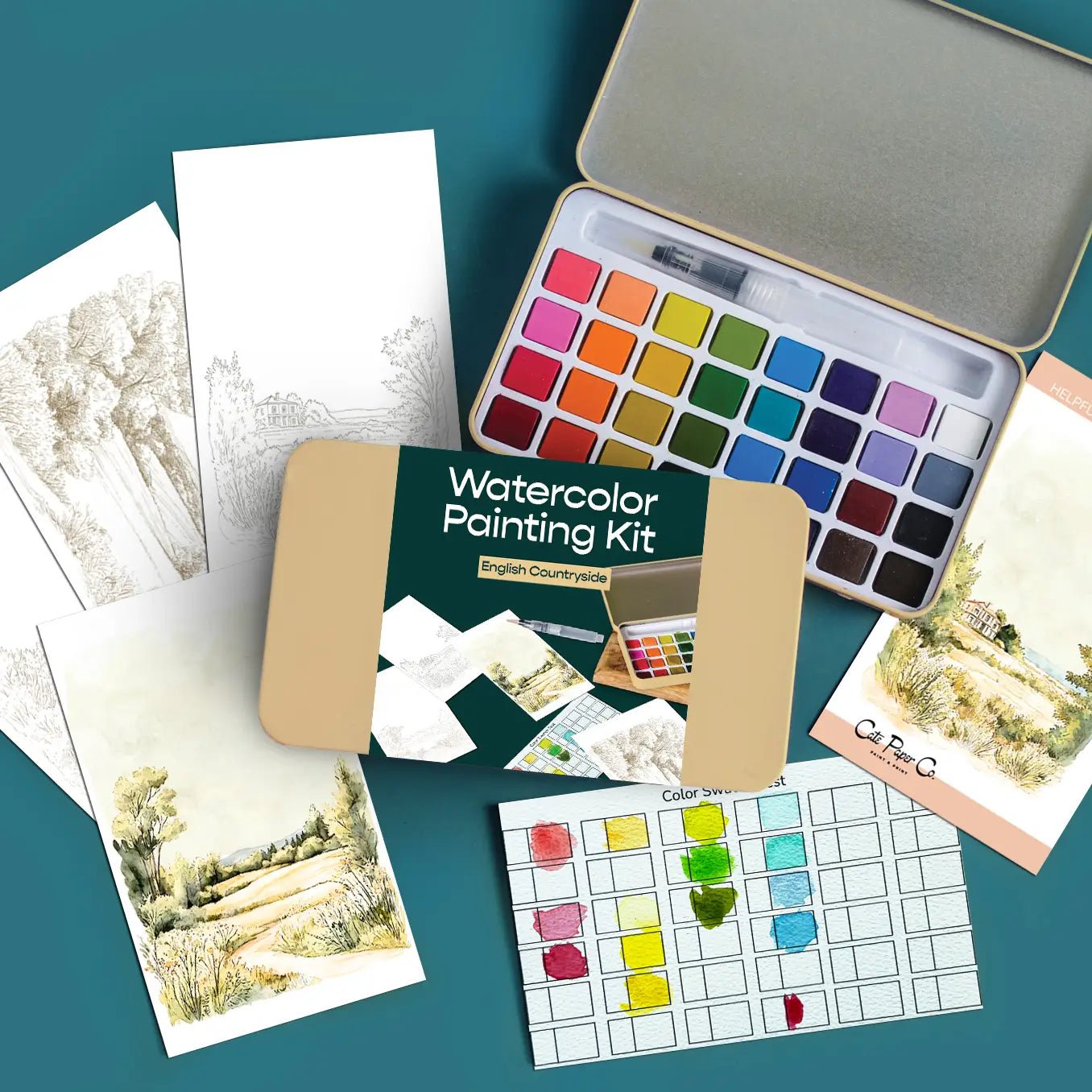 Rose & Lee Co Watercolor Painting Kit, English Countryside Home & Gifts