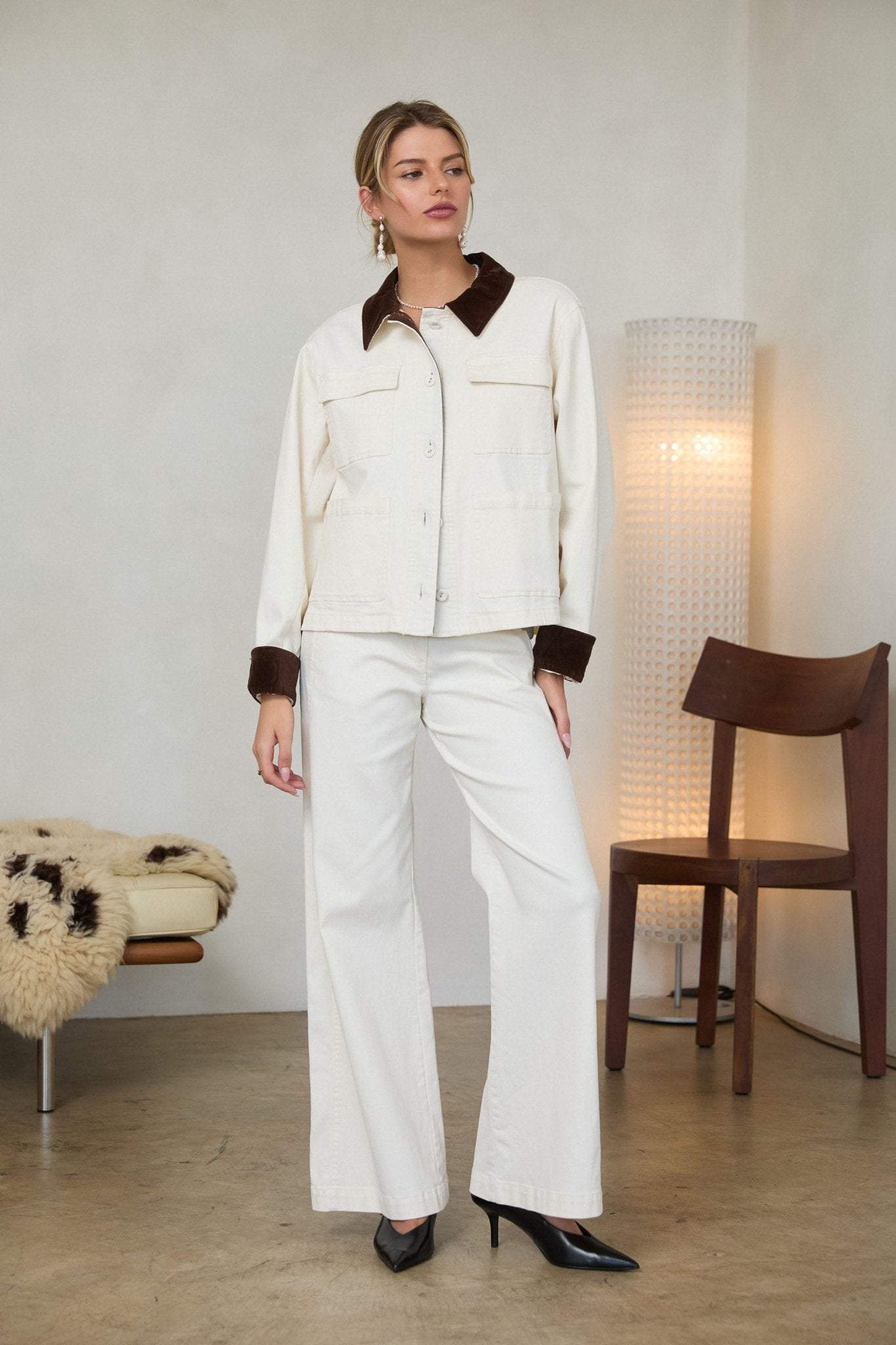 Rose & Lee Co Weston Jacket, Ivory/Brown Jackets