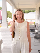 Rose & Lee Co Roman Linen Vest, Cloud by Z Supply Tanks