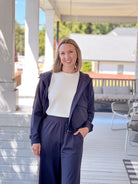 charcoal blue windbreaker jacket, zip up