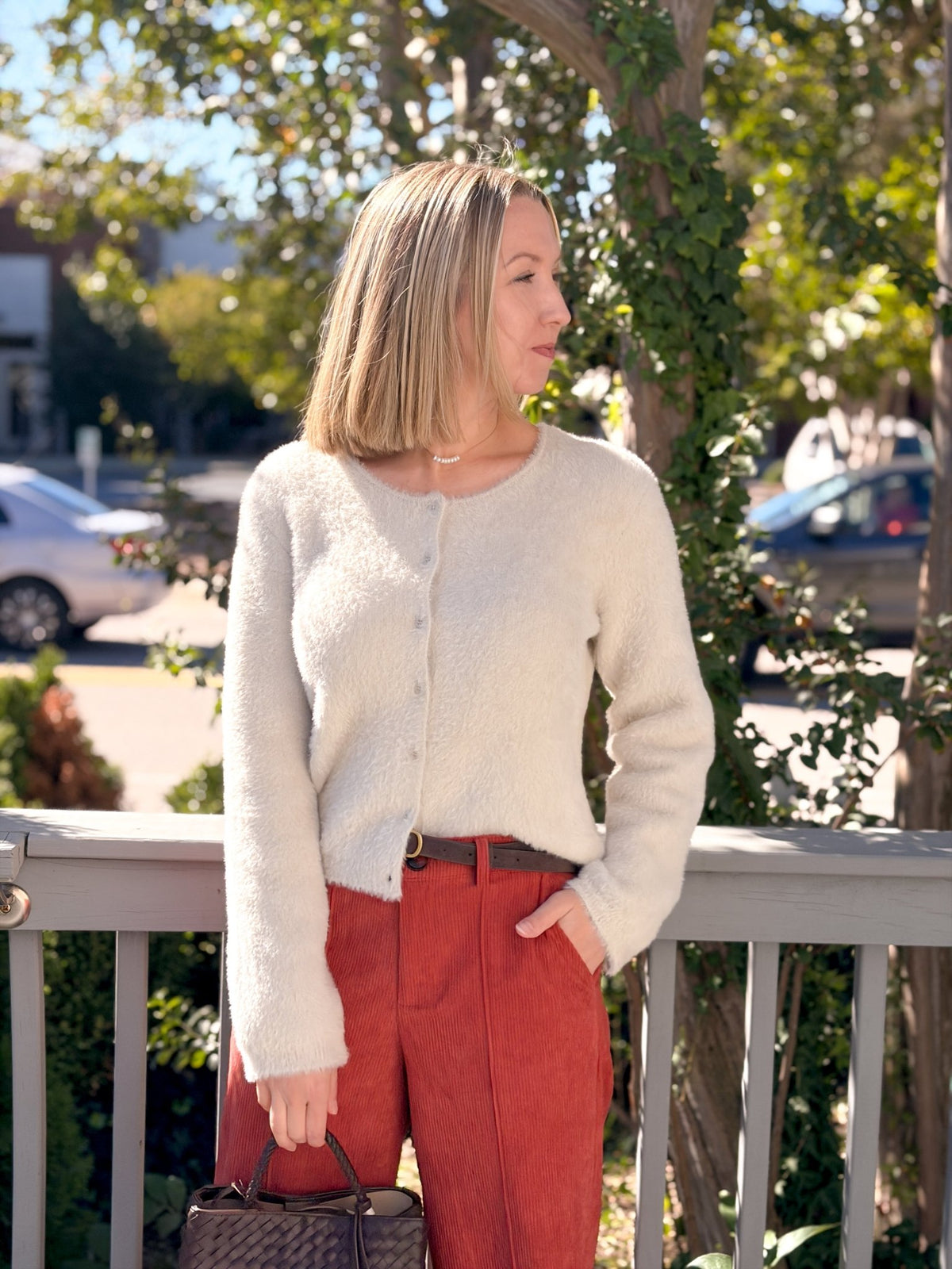 Rose & Lee Co Winterglow Fluffy Cardigan, Frosted Pearl by Z Supply Cardigan