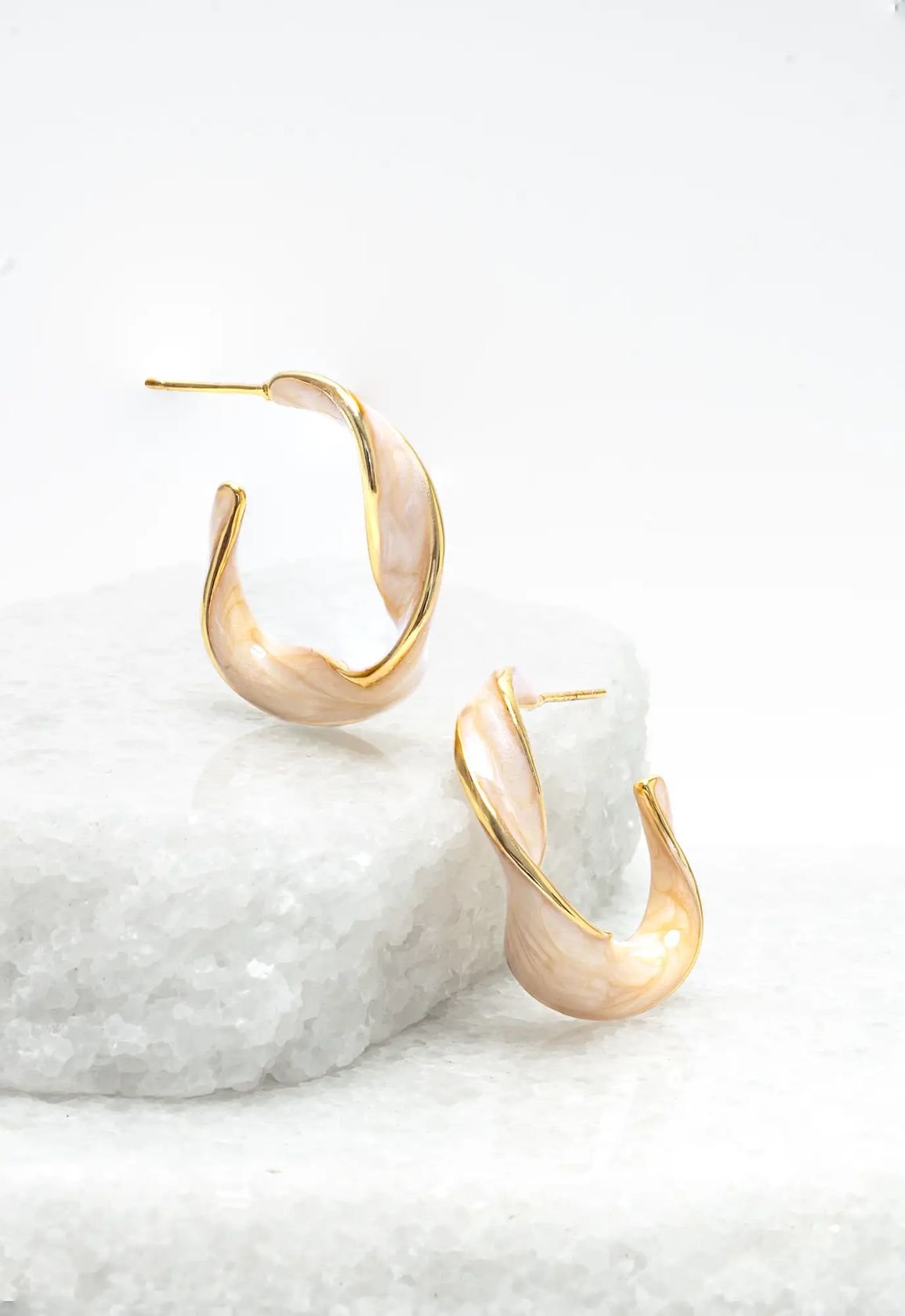 Rose & Lee Co With A Twist Hoops, Soft Coral Earrings