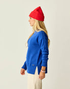 Blue Mock Neck Long Sleeve Sweater