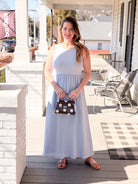 light blue sleeveless dress