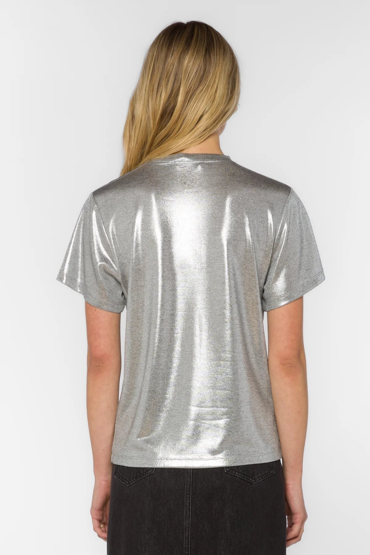 Silver Short Sleeve Top