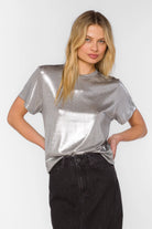 Silver Short Sleeve Top