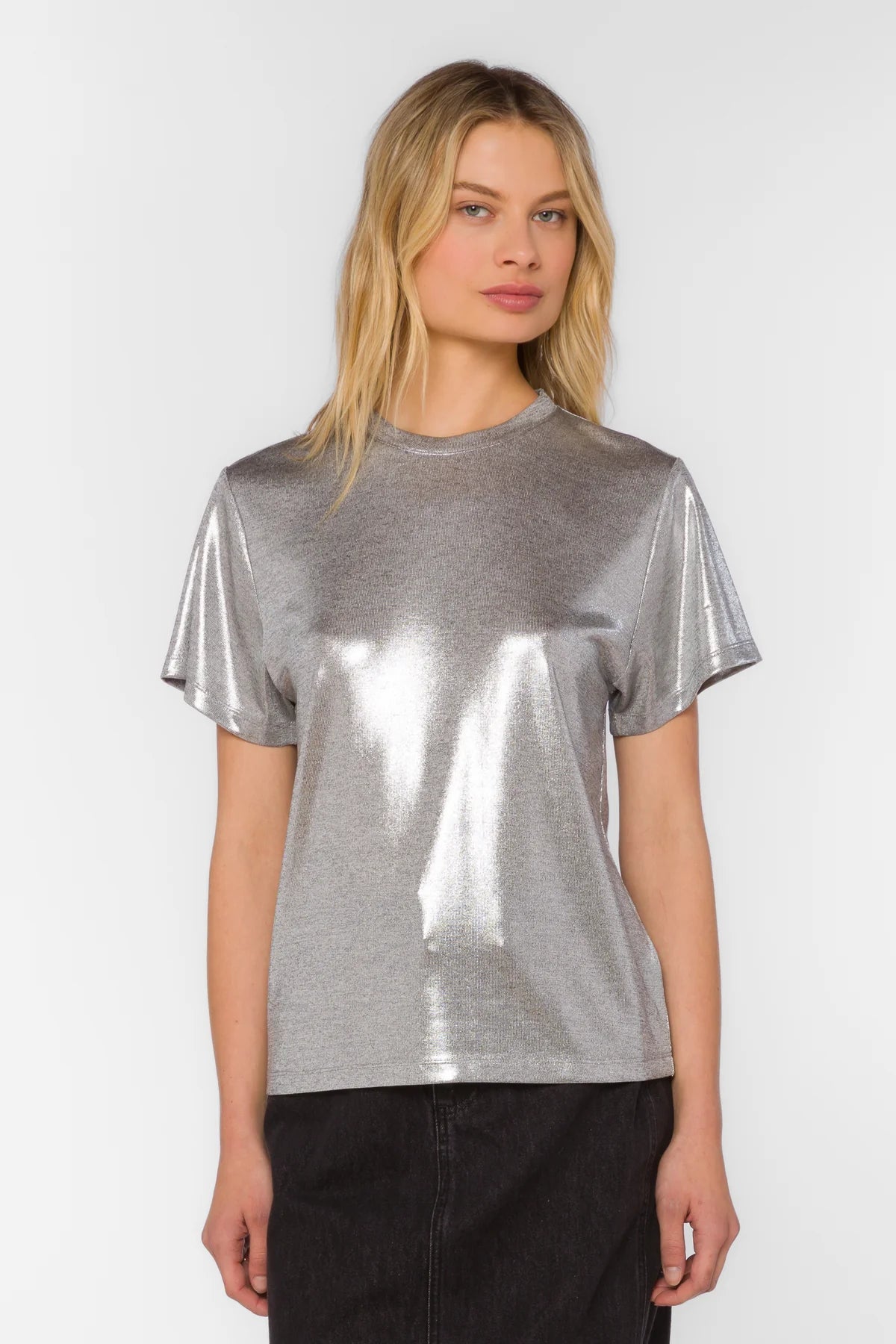Silver Short Sleeve Top