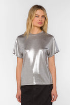 Silver Short Sleeve Top