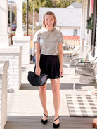 Silver Short Sleeve Top