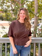 Rose & Lee Co Zinnia Top, Molasses by Michael Stars short sleeve