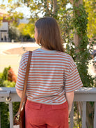 Rose & Lee Co Zoe Top, Blue/Rust short sleeve