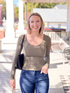 long sleeve top with scoop neck