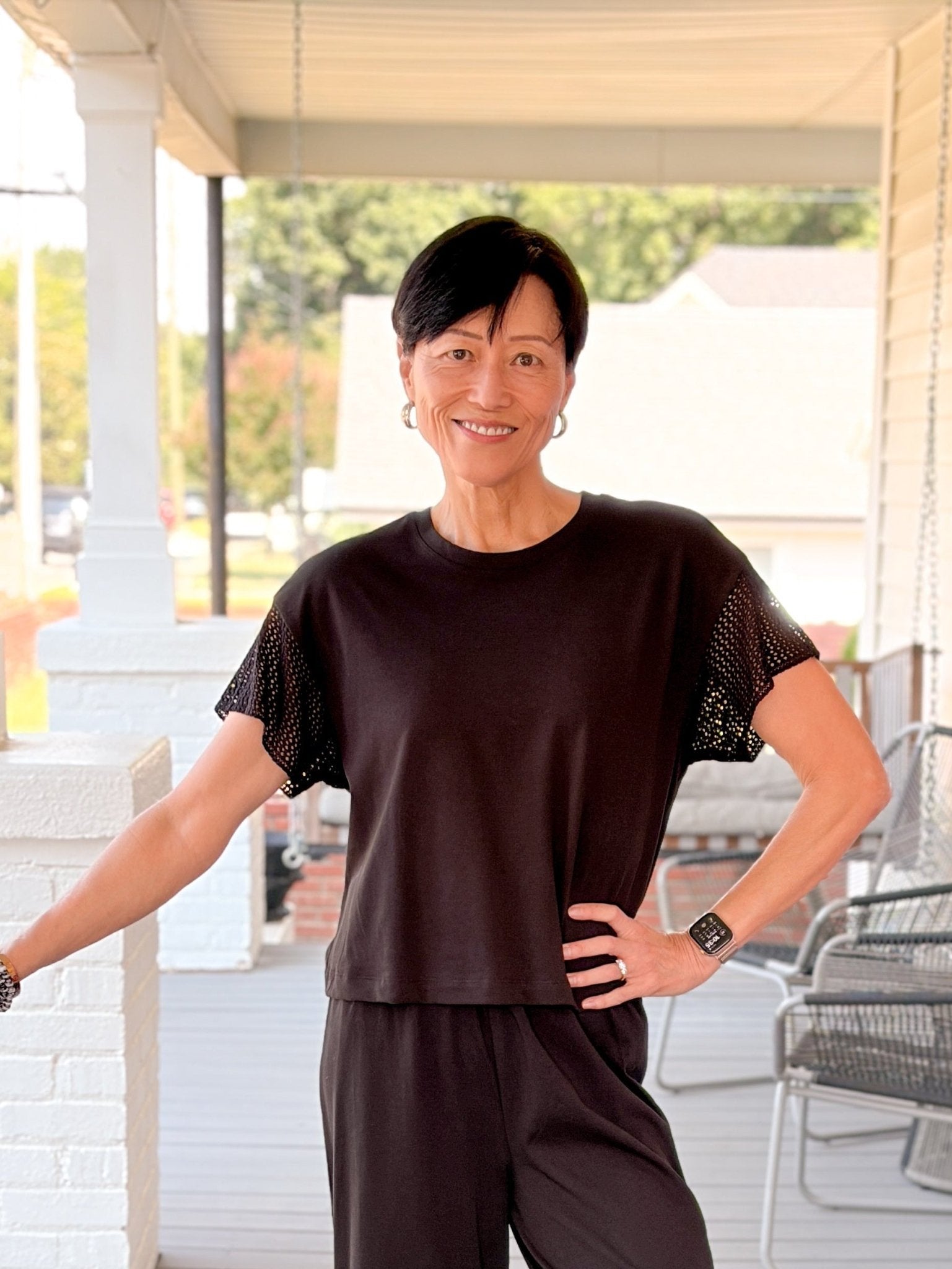 Rose & Lee Co Banyan Top, Black by Z Supply short sleeve