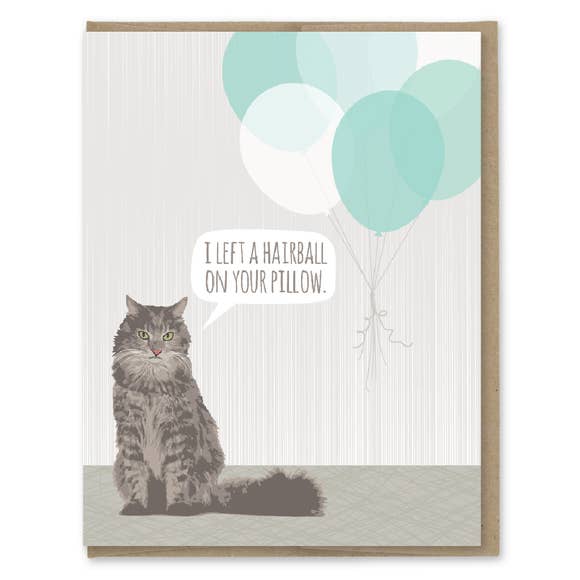 Rose & Lee Co Cat Hairball Birthday Card Stationery