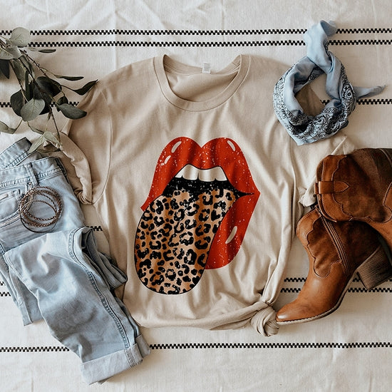 Leopard Rocker Tee Tan ROSE LEE – Rose Lee Co1