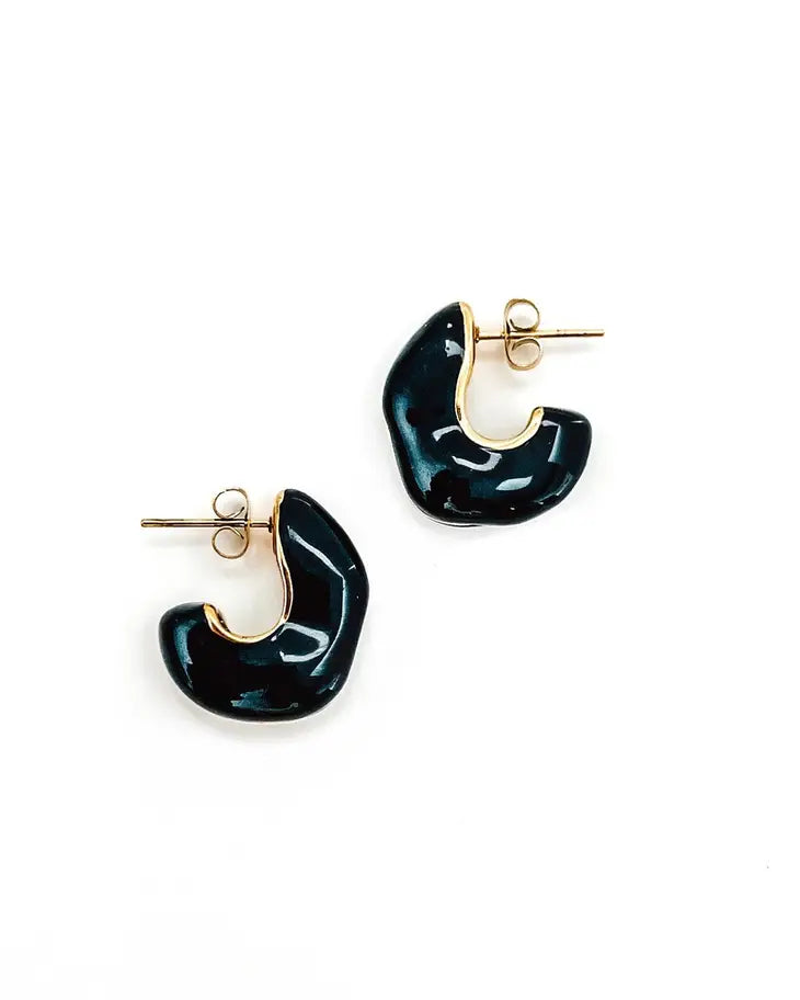 Black huggie hoop earrings ethical boutique Apex