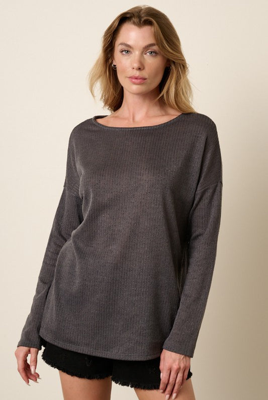 Charcoal Long Sleeve Top Apex Ethical Boutique