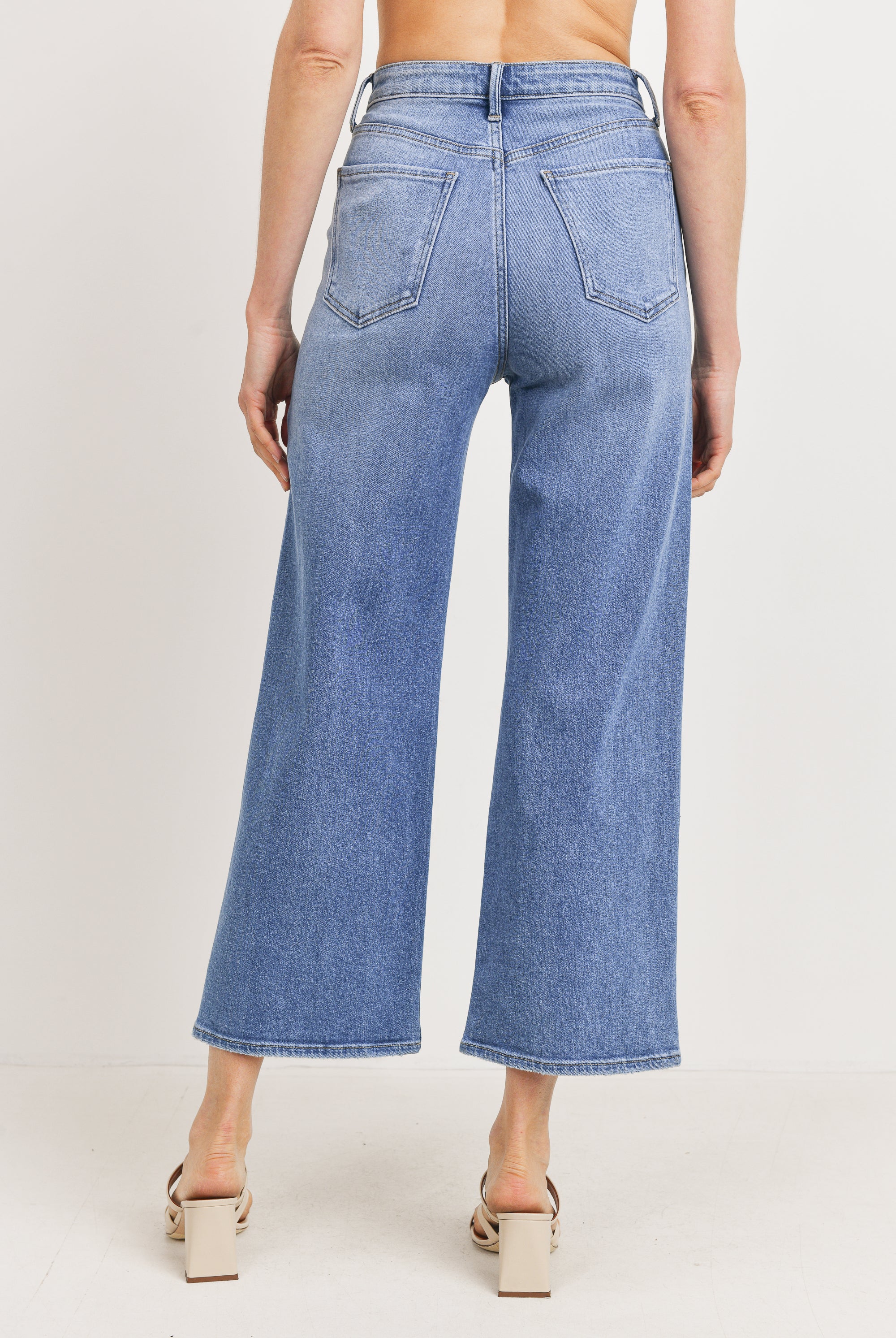High rise wide leg cropped jeans