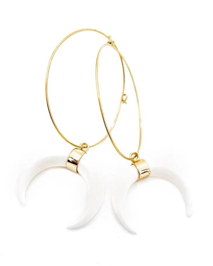 Ivory Moon Hoop Earrings Apex Ethical Boutique