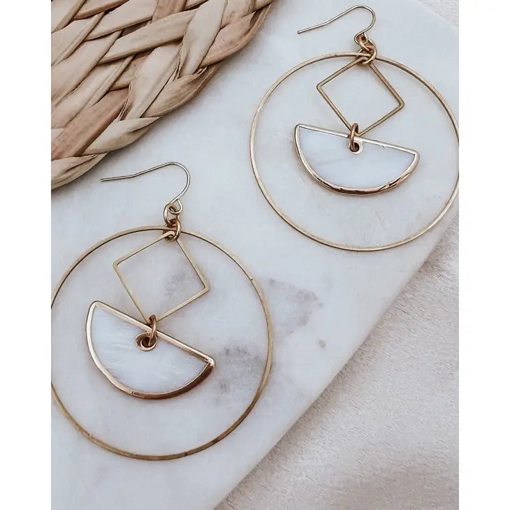 geometric and half moon dangle earring ethical apex boutique