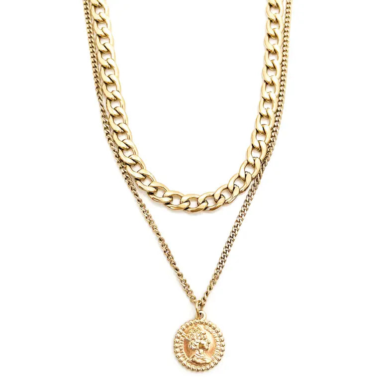 Polly Double Layer Queen Coin Necklace ROSE & LEE CO. Rose & Lee Co