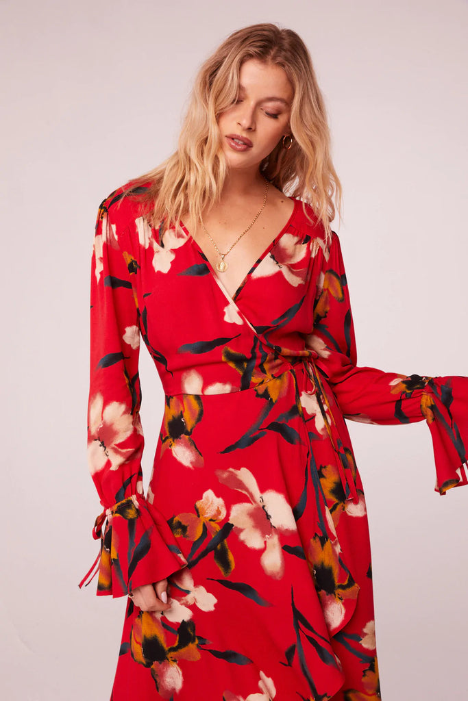 Red Gold Floral Dress Apex Ethical Boutique