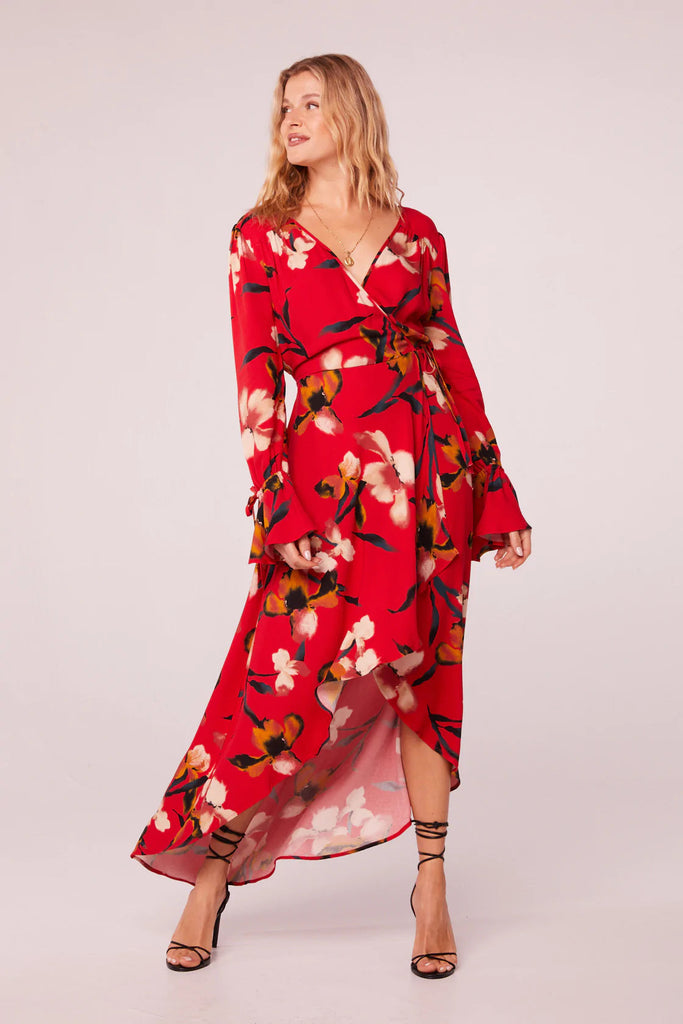 Red Gold Floral Dress Apex Ethical Boutique