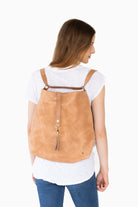 Elevate 2 in 1 slingback backpack and crossbody in camel Raleigh ethical boutique