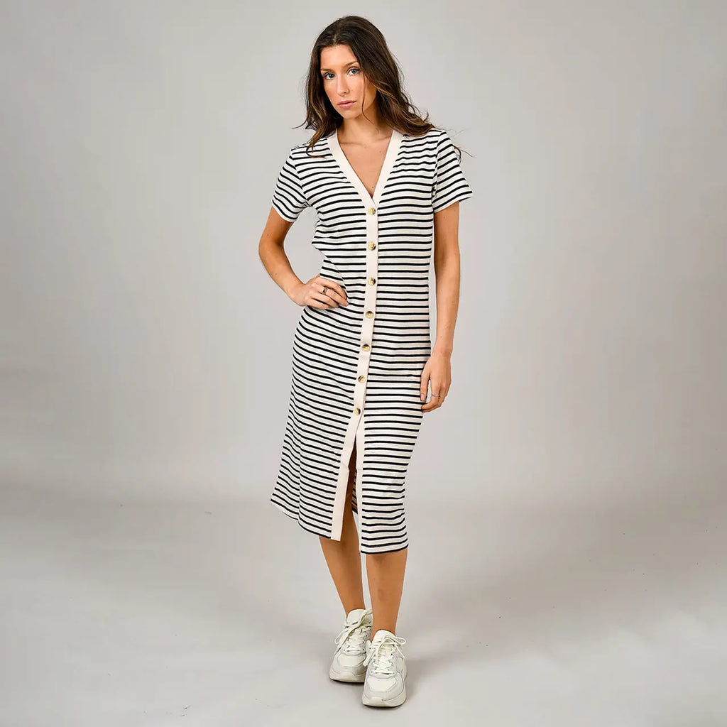Striped Button Dress Apex Ethical Boutique