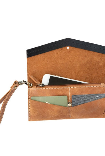Elevate mini wallet in camel Raleigh ethical boutique