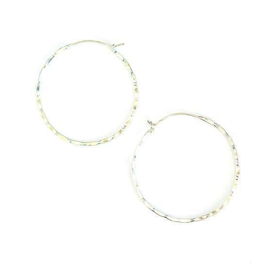 Bamboo Hoops, Silver - Rose & Lee Co