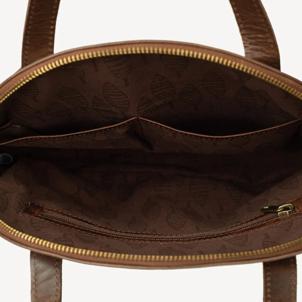 half moon handbag heritage brown joyn apex ethical boutique