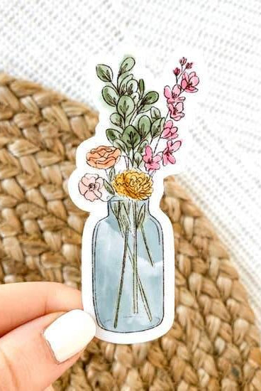Stickers, Watercolor Vase with Flower Bouquet - Rose & Lee Co