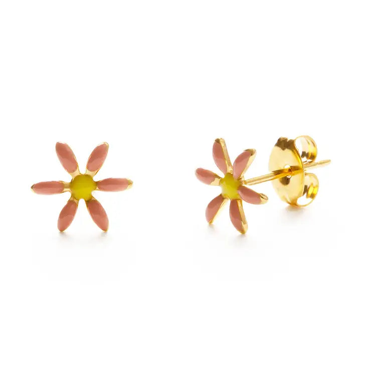 pink daisy stud earrings amano studio apex ethical womens boutique