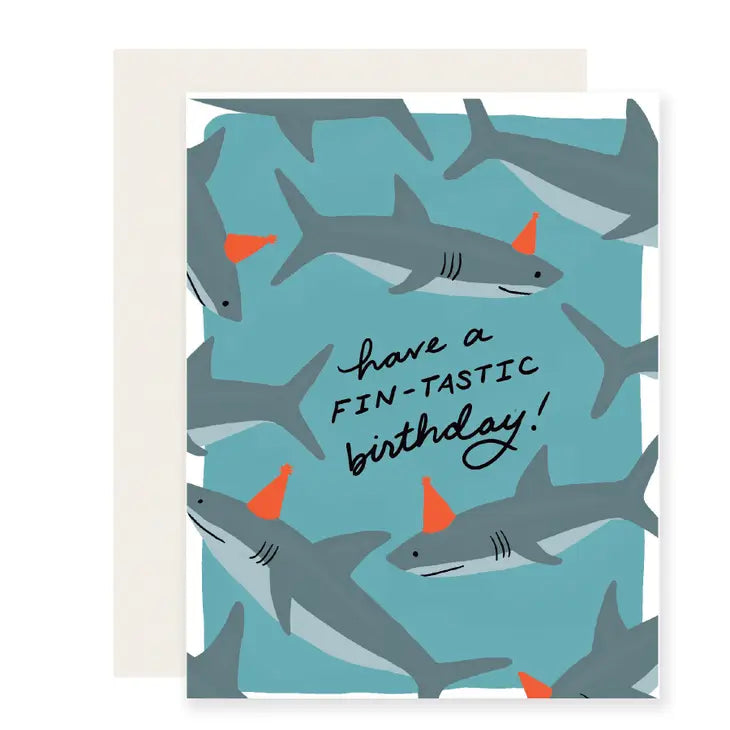 Have a fin-tastic birthday shark birthday card made in usa ethical boutique apex nc